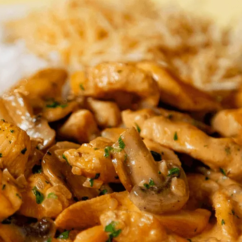 Chicken strogonoff with coconut milk